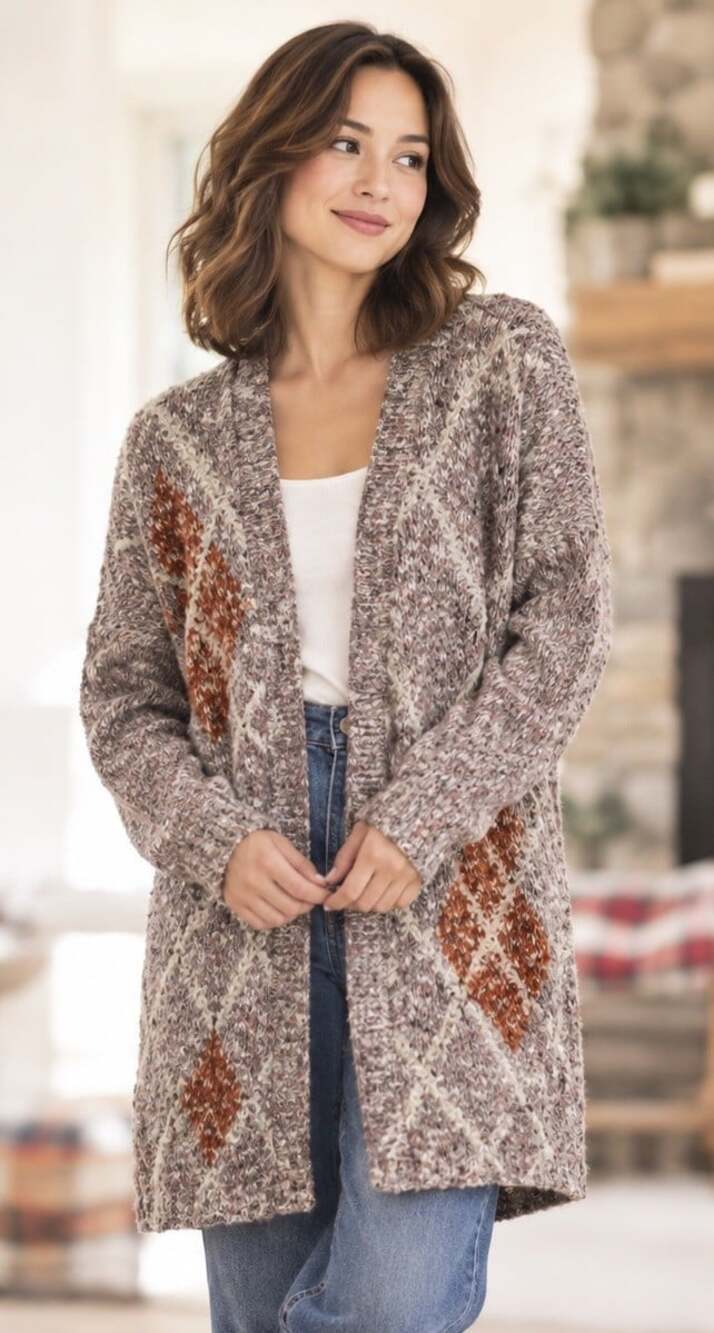 CARDUCCI VTG Pink-ish Sweater Cardigan Mohair Blend Vneck Casual Cabin Country S
